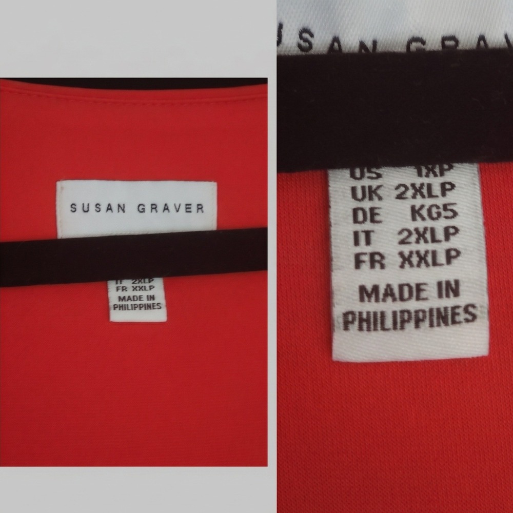 SUSAN GRAVER Coral Liquid Knit Tiered Dress Layered Asymmetrical 1XP Lagenlook - Picture 5 of 8